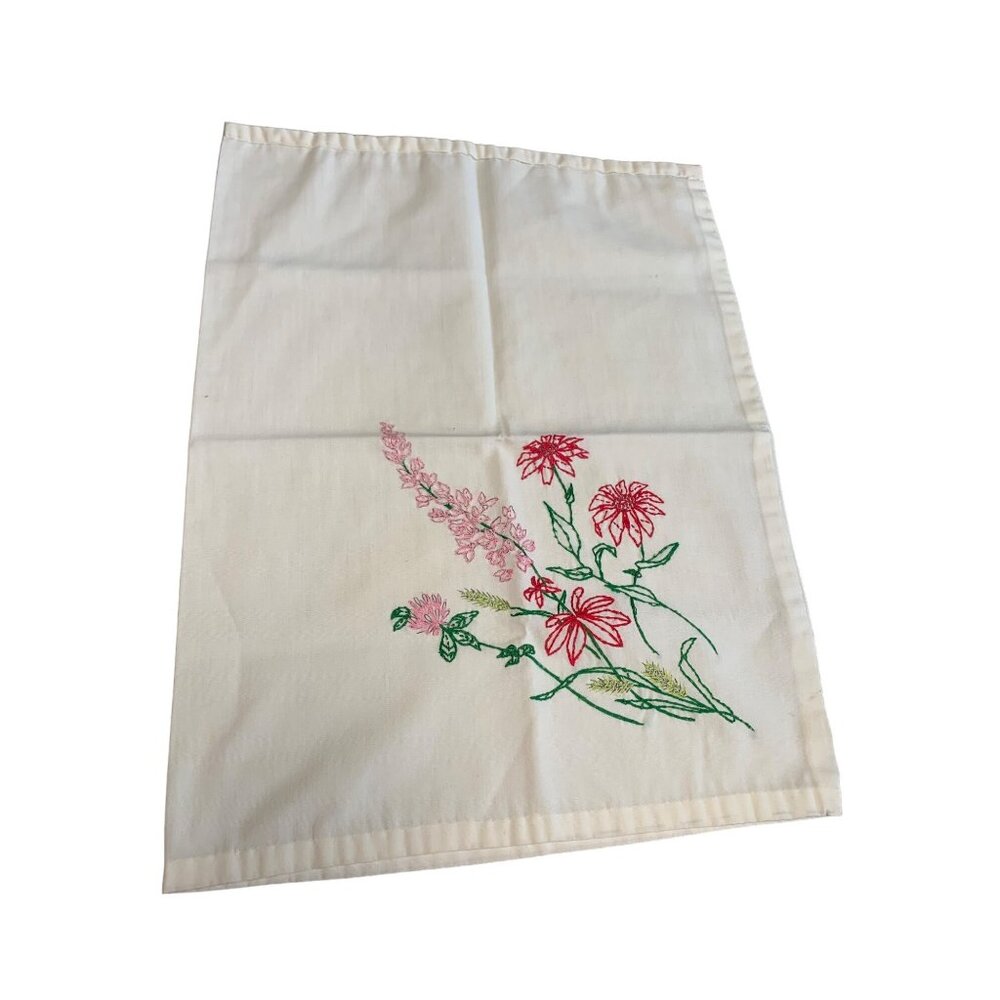 Vintage Hand-Embroidered Floral Pillow Cover